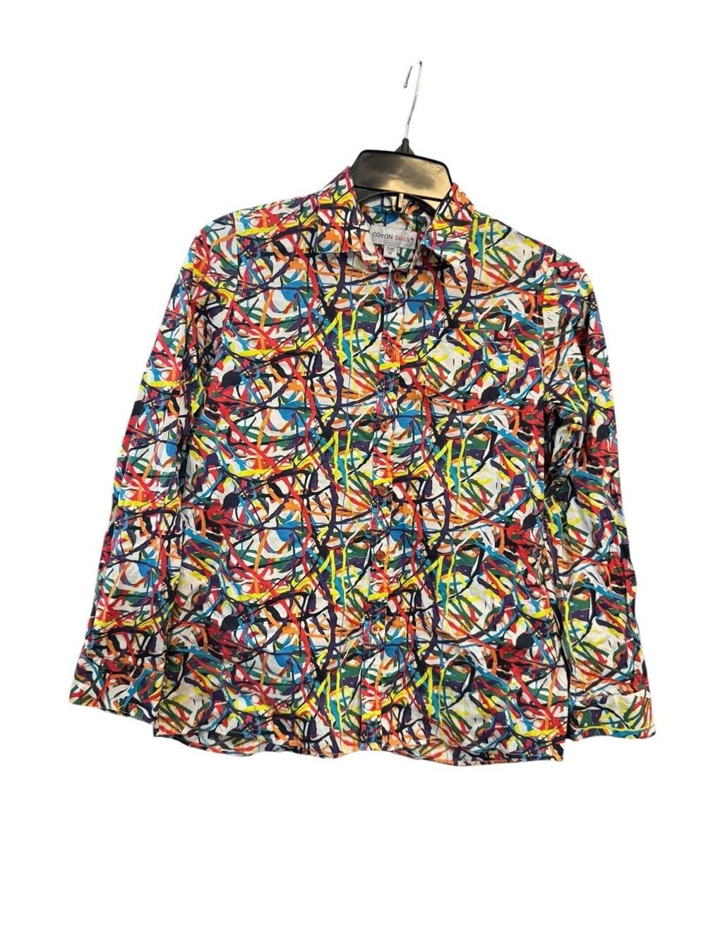 Cotton Doux Paint Splatter Long Sleeve Button Down Shirt Youth Size 12